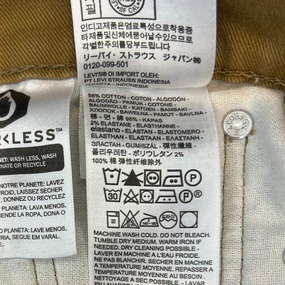 Levi Strauss 513 Slim Straight Khaki Brown Mens Denim Jeans 32x32 Cotton Stretch - Picture 4 of 5